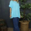 Beatrice Pocket Linen Top Kingfisher