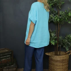 Beatrice Pocket Linen Top Kingfisher 9 Beatrice Pocket Linen Top Kingfisher -Kitandkaboodal Store IMG 3068 56808066 94c7 44a6 b5ba 7349eeffefa5