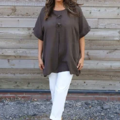 Amadi Flower Cotton Top Cocoa