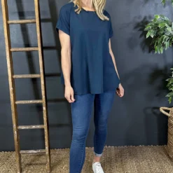 Genevieve Cotton Tee Navy