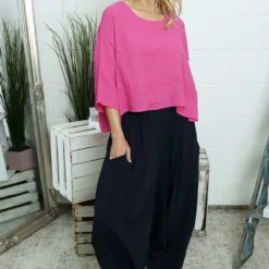 Janine Cotton Harem Trousers Navy