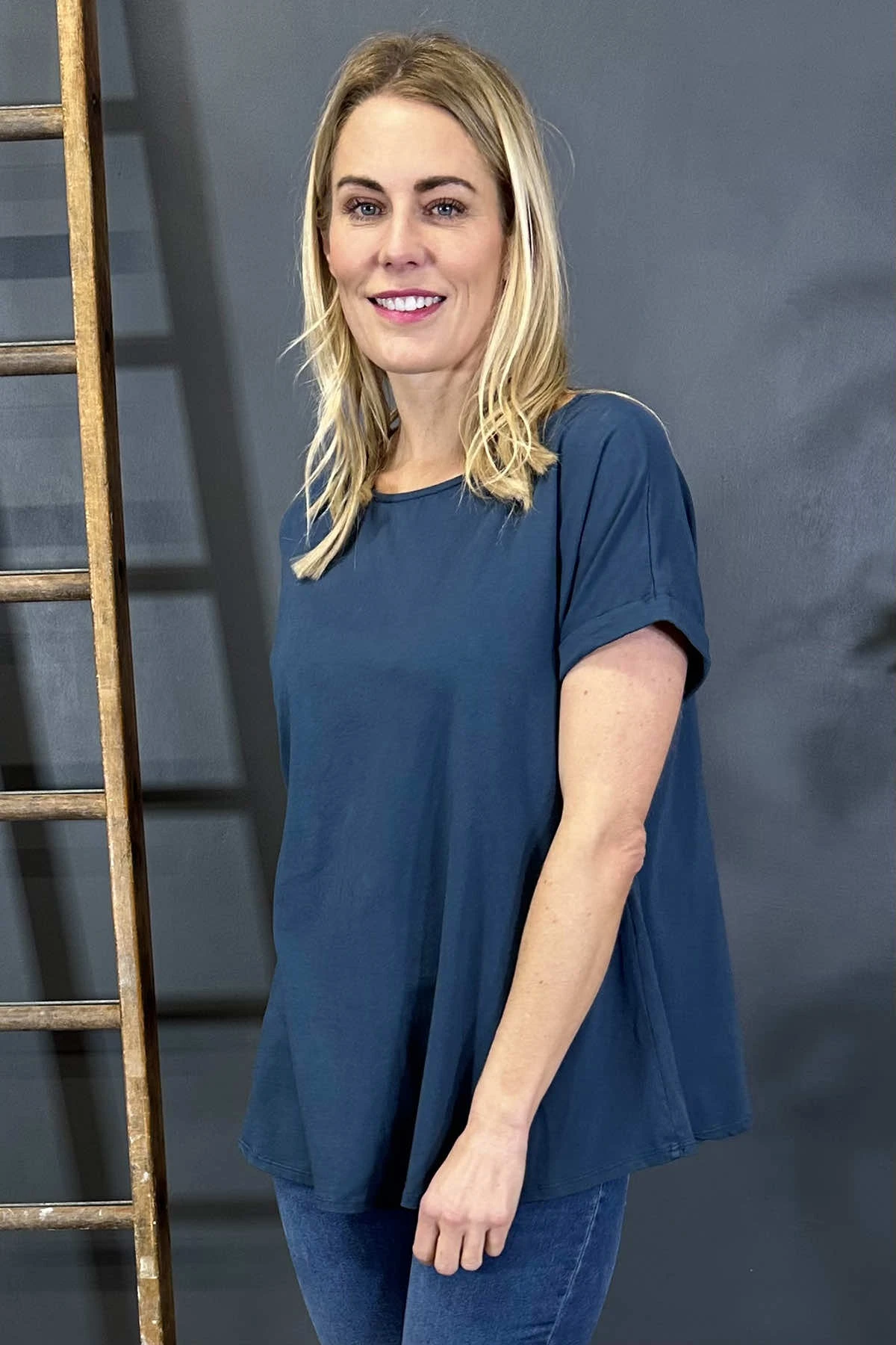 Genevieve Cotton Tee Navy 4 Genevieve Cotton Tee Navy - Image 2