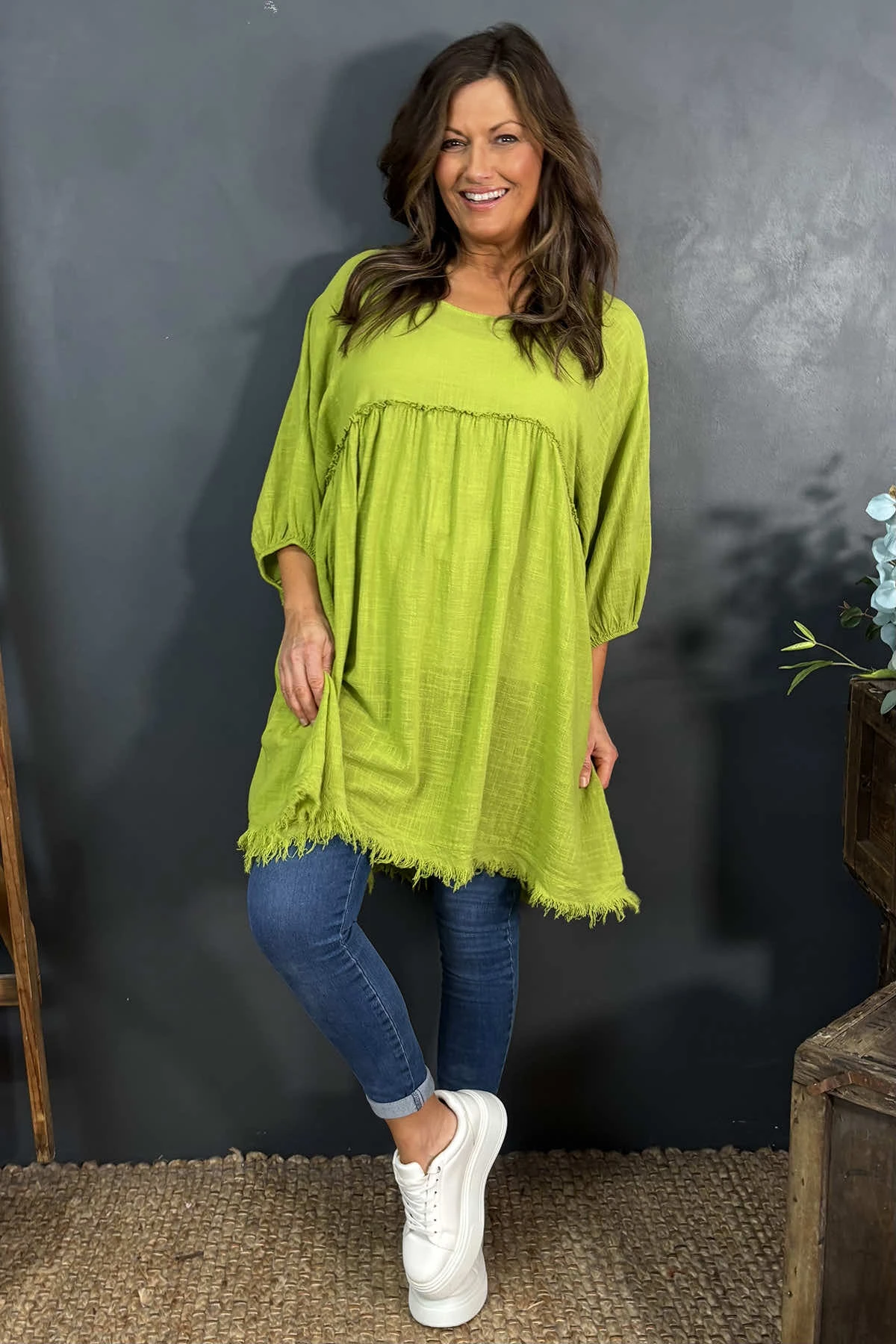Kadenzia Cotton Tunic Green 4 Kadenzia Cotton Tunic Green - Image 2