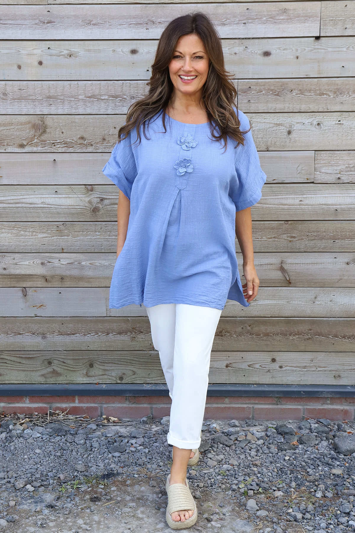 Amadi Flower Cotton Top Blue 3 Amadi Flower Cotton Top Blue