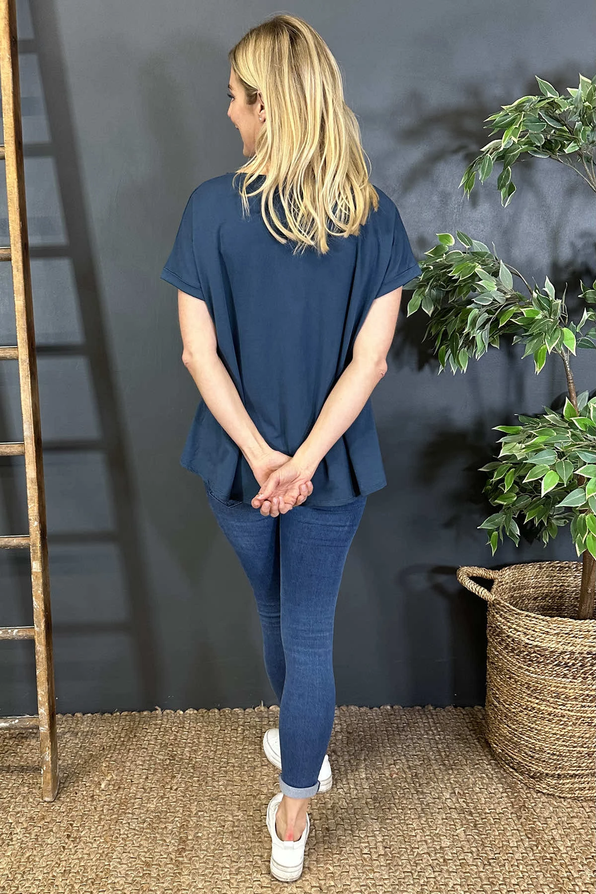 Genevieve Cotton Tee Navy 6 Genevieve Cotton Tee Navy - Image 4