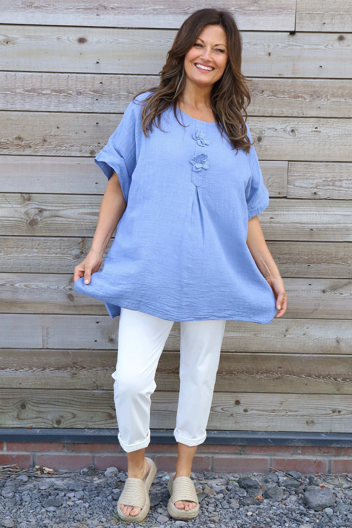 Amadi Flower Cotton Top Blue 4 Amadi Flower Cotton Top Blue - Image 2