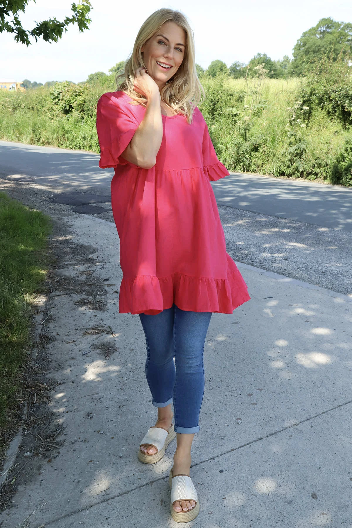 Pamber Linen Tunic Hot Pink 4 Pamber Linen Tunic Hot Pink - Image 2