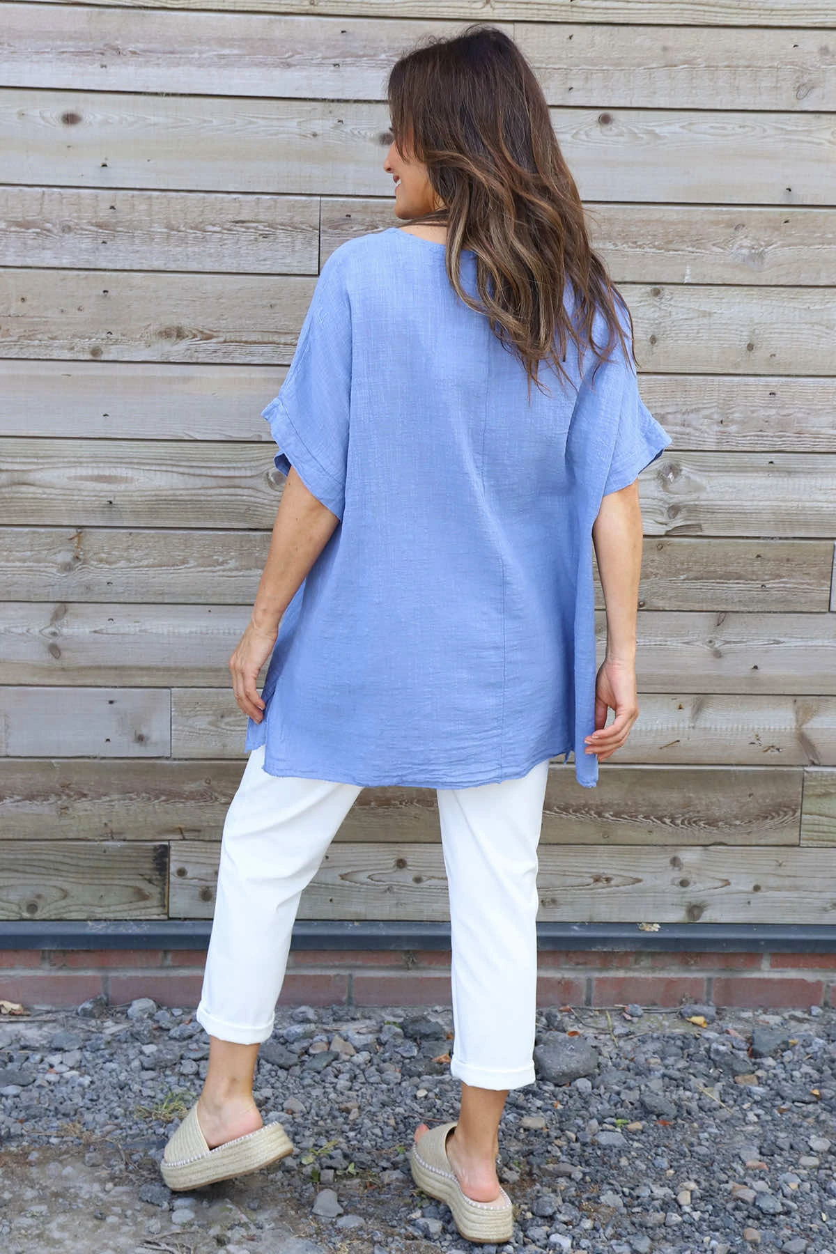 Amadi Flower Cotton Top Blue 6 Amadi Flower Cotton Top Blue - Image 4