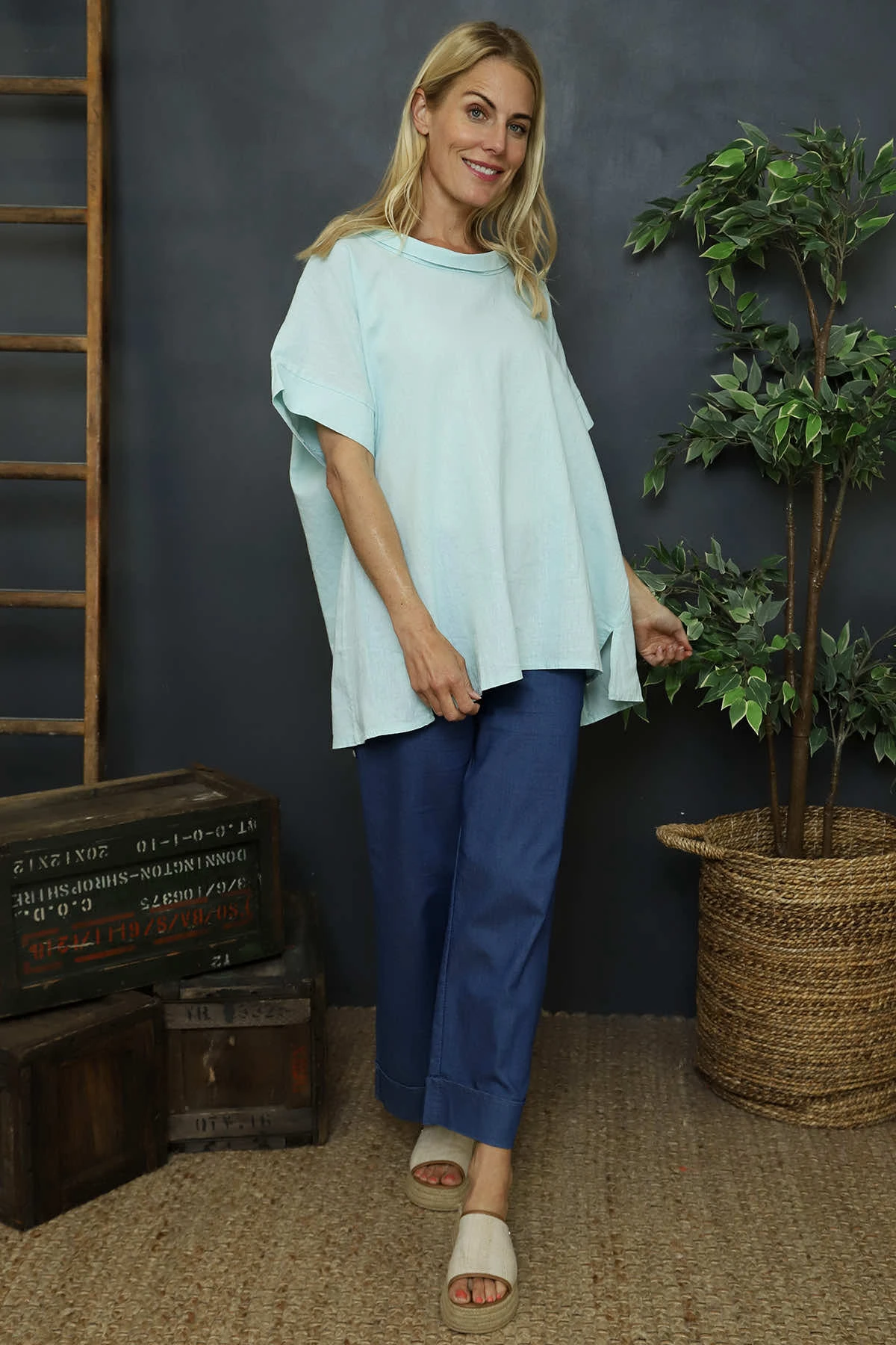 Baines Linen Top Mint 3 Baines Linen Top Mint