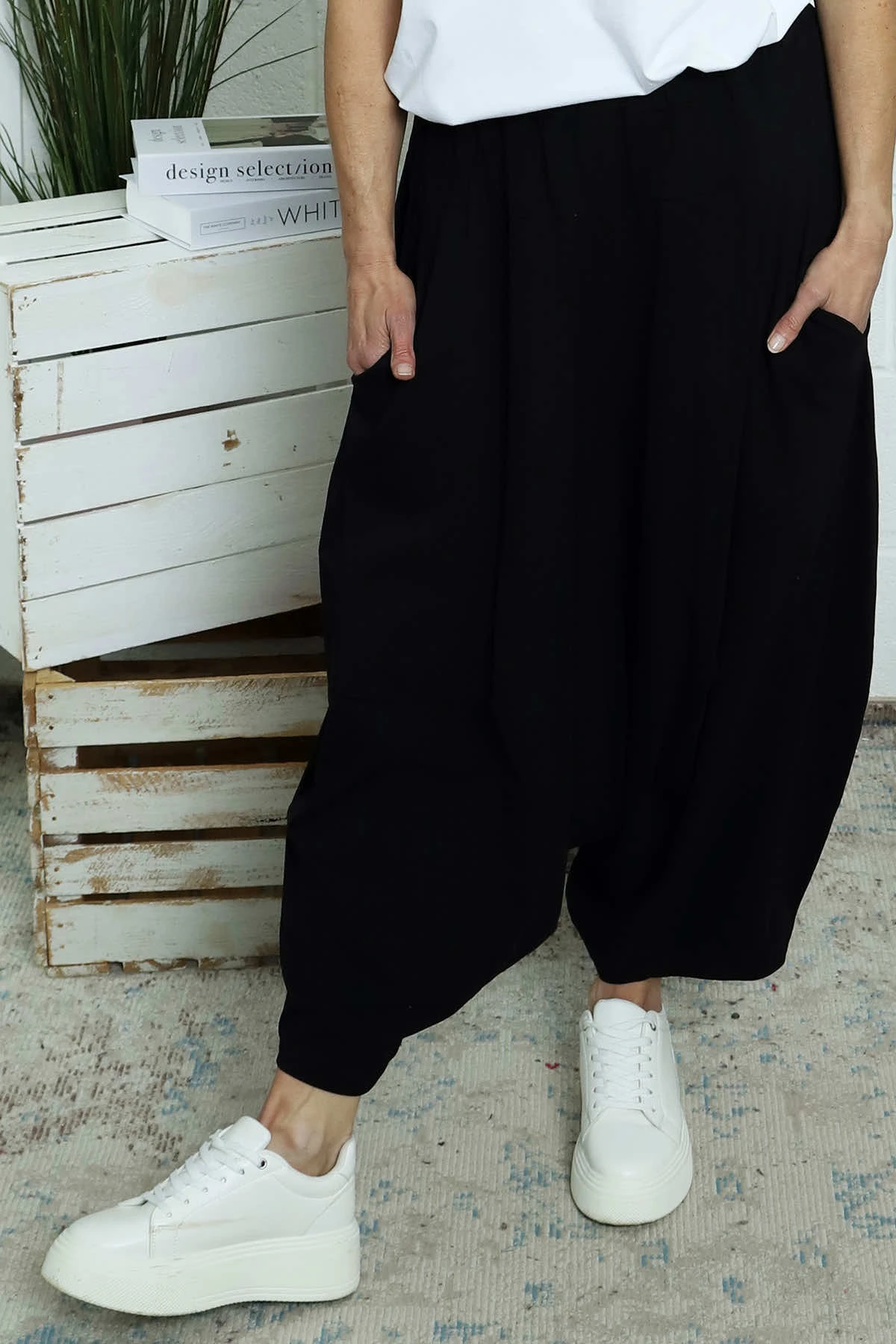 Janine Cotton Harem Trousers Black 4 Janine Cotton Harem Trousers Black - Image 2