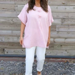 Amadi Flower Cotton Top Pink