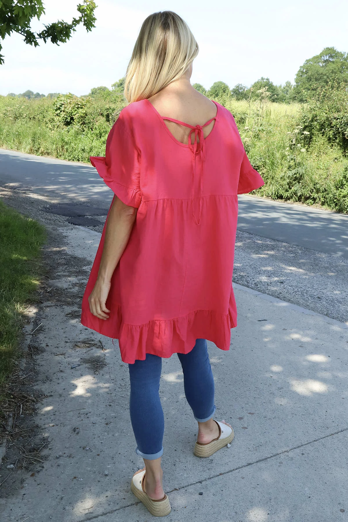 Pamber Linen Tunic Hot Pink 6 Pamber Linen Tunic Hot Pink - Image 4