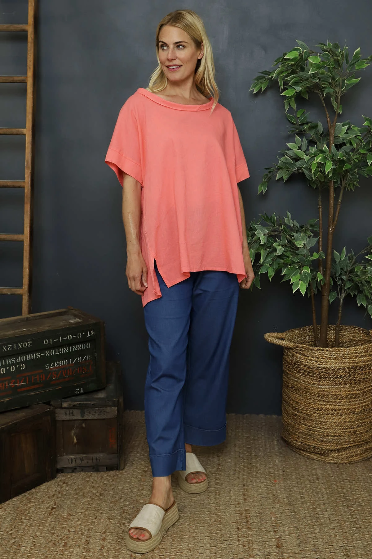 Baines Linen Top Coral 3 Baines Linen Top Coral
