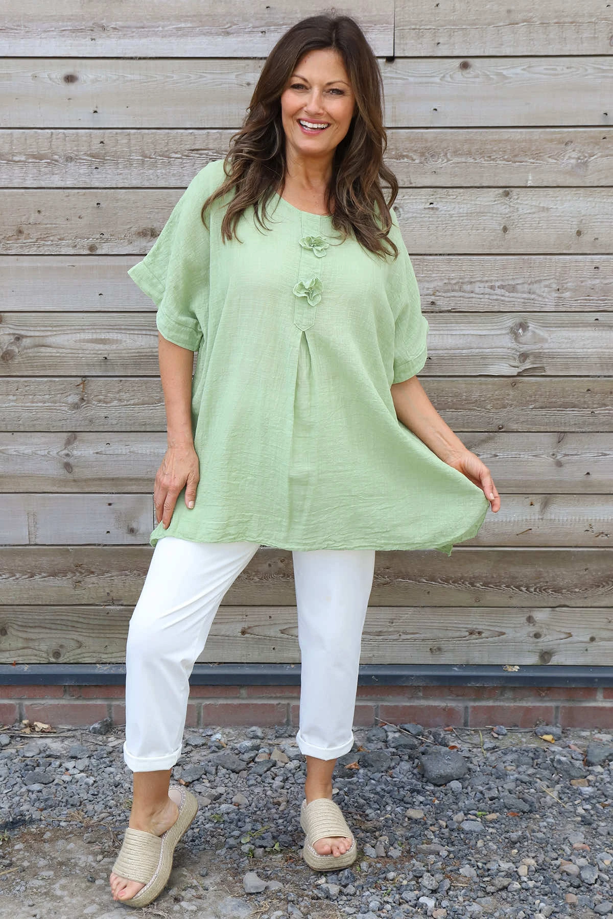 Amadi Flower Cotton Top Green 3 Amadi Flower Cotton Top Green