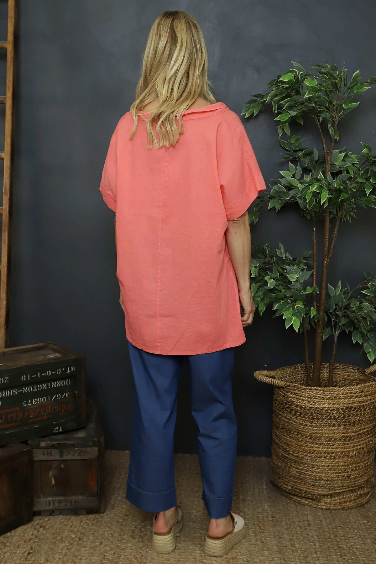 Baines Linen Top Coral 6 Baines Linen Top Coral - Image 4