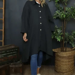 Marcella Linen Shirt Charcoal