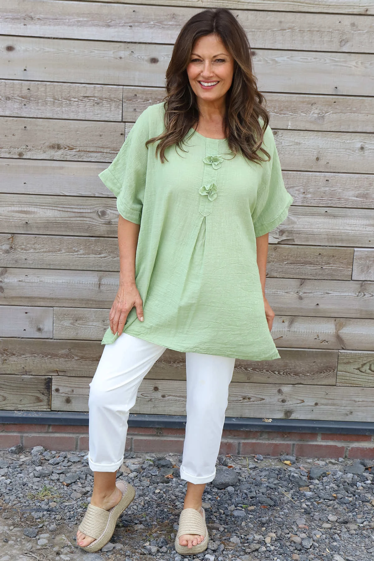 Amadi Flower Cotton Top Green 4 Amadi Flower Cotton Top Green - Image 2