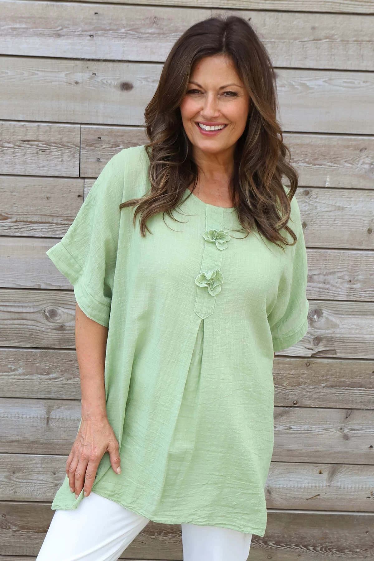 Amadi Flower Cotton Top Green 5 Amadi Flower Cotton Top Green - Image 3