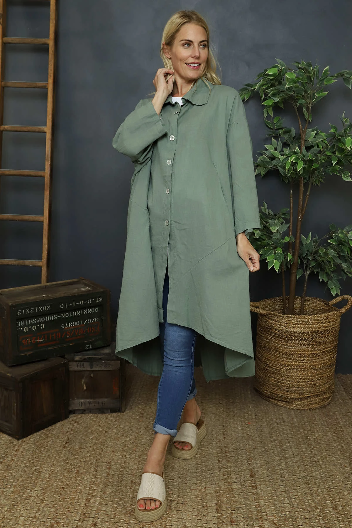 Marcella Linen Shirt Khaki 3 Marcella Linen Shirt Khaki