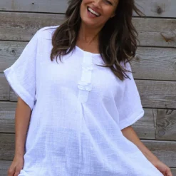 Amadi Flower Cotton Top White