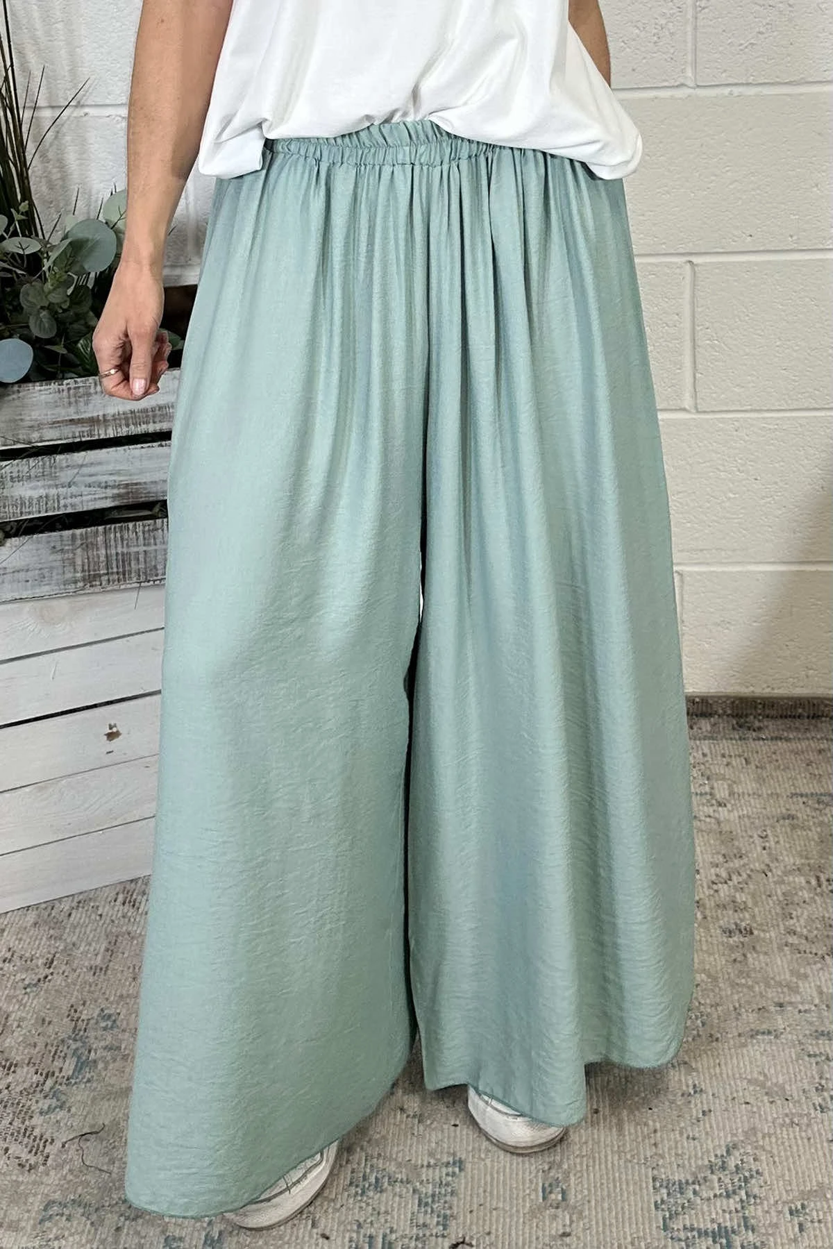 Ameera Wide Leg Trousers Sage Green 4 Ameera Wide Leg Trousers Sage Green - Image 2