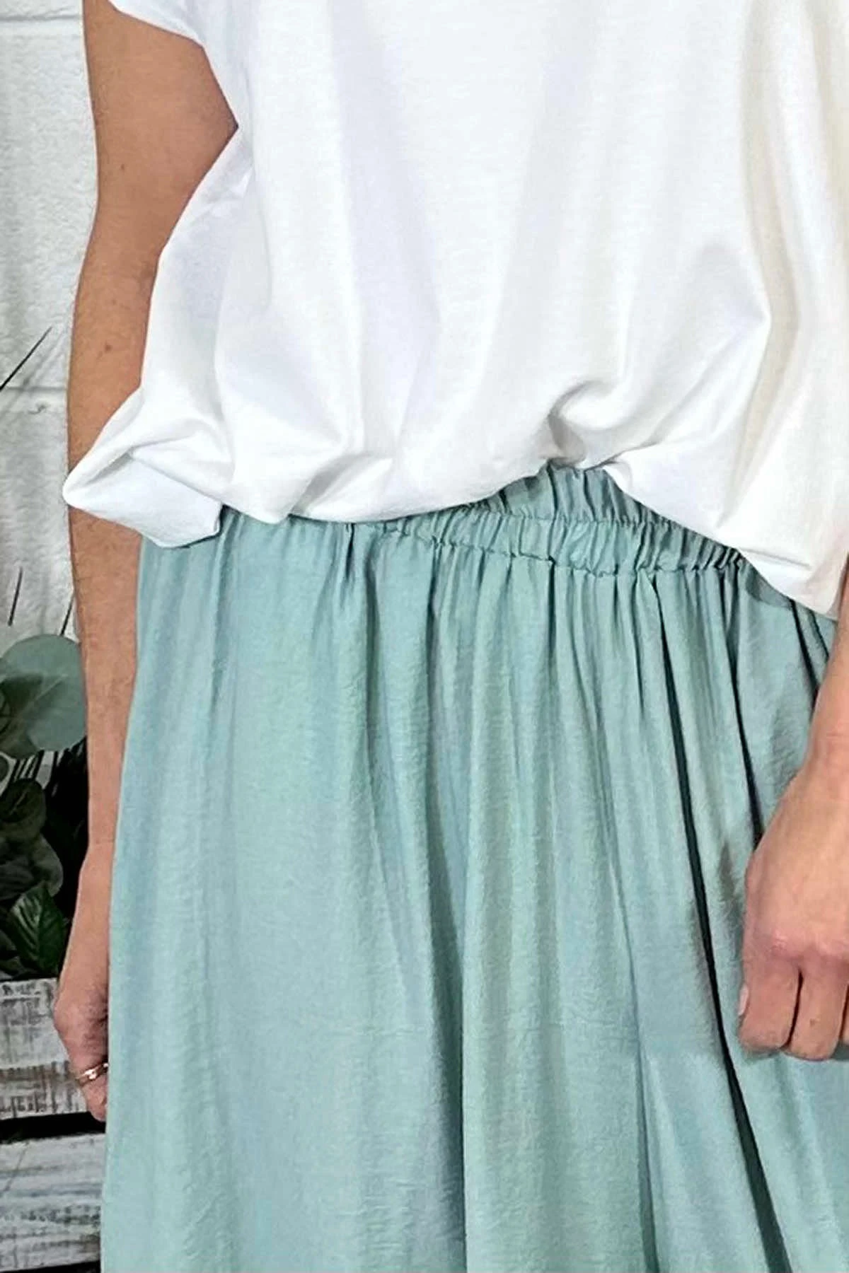 Ameera Wide Leg Trousers Sage Green 5 Ameera Wide Leg Trousers Sage Green - Image 3