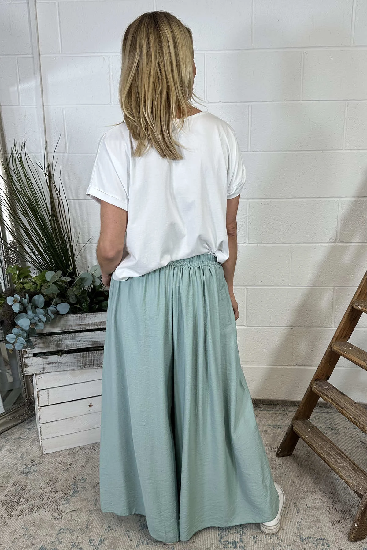 Ameera Wide Leg Trousers Sage Green 6 Ameera Wide Leg Trousers Sage Green - Image 4