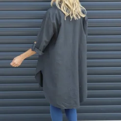 Mariabella Longline Linen Shirt Charcoal -Kitandkaboodal Store IMG 3270 cb7cba73 793b 4fba b170 2dce1fcf6414