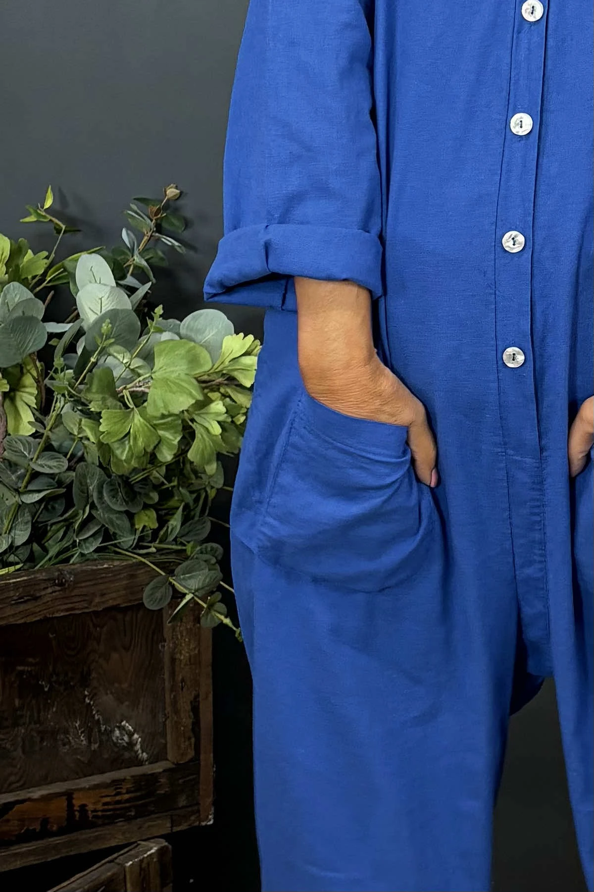 Paulton Linen Boilersuit Cobalt 5 Paulton Linen Boilersuit Cobalt - Image 3