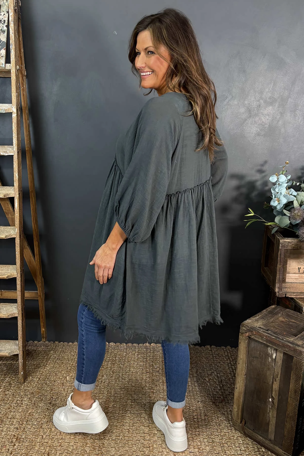 Kadenzia Cotton Tunic Charcoal 6 Kadenzia Cotton Tunic Charcoal - Image 4