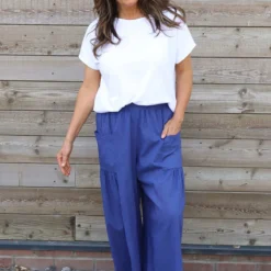 Aitana Pocket Linen Trousers Royal Blue