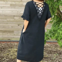 Fernanda Back Detail Linen Dress Black -Kitandkaboodal Store IMG 3321 dd4c4e9b e6f2 4303 87f5 7eb8b3976299