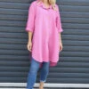 Mariabella Longline Linen Shirt Fuchsia -Kitandkaboodal Store IMG 3342 75cde9c2 3121 49c7 8076 dfef10856cba
