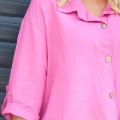 Mariabella Longline Linen Shirt Fuchsia 8 Mariabella Longline Linen Shirt Fuchsia -Kitandkaboodal Store IMG 3359 5a1a38b1 2d50 4b29 b850 297dd42a335d