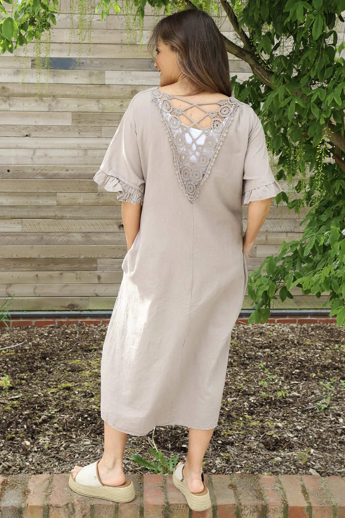 Fernanda Back Detail Linen Dress Mocha 6 Fernanda Back Detail Linen Dress Mocha - Image 4