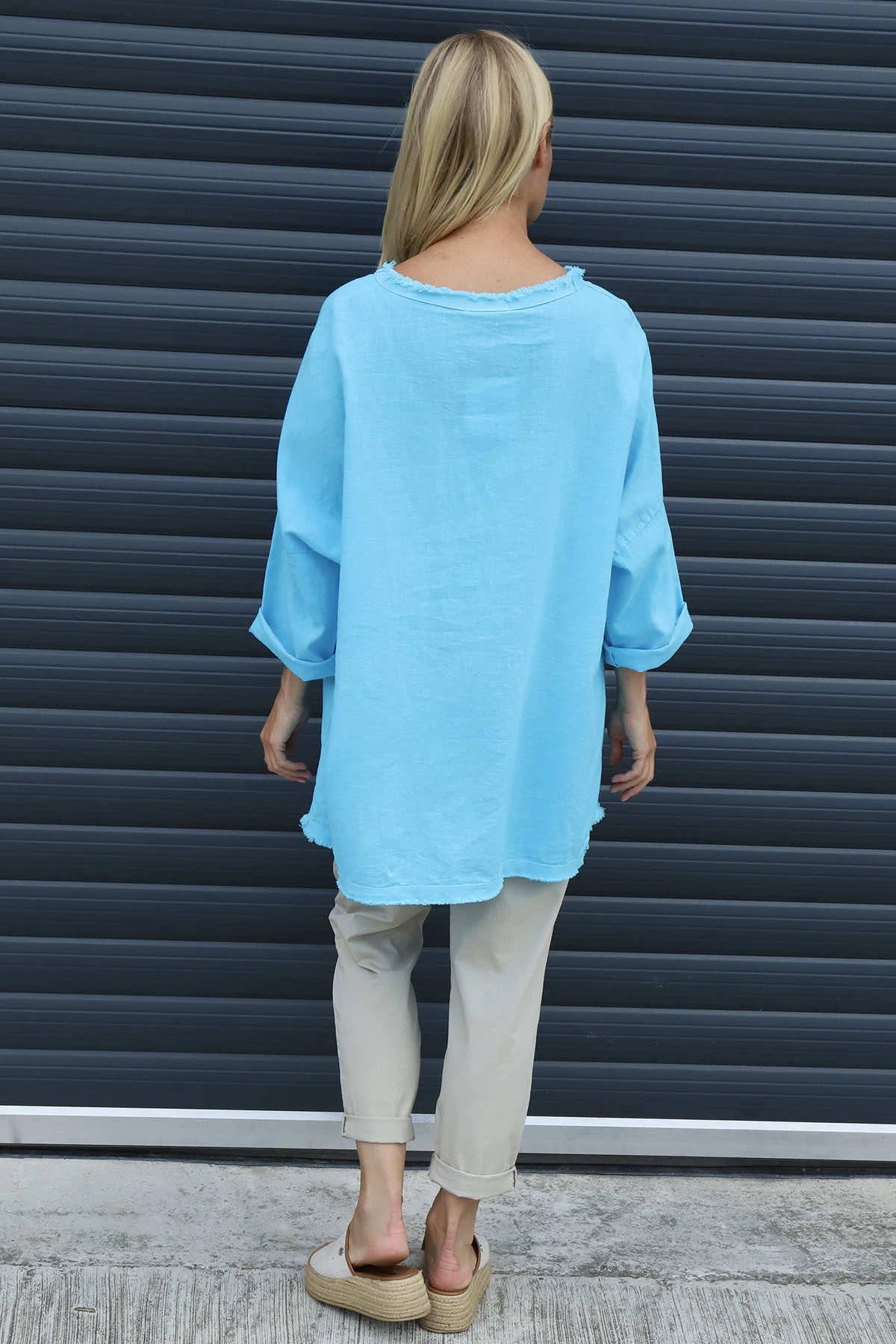 Melita Linen Top Aqua 6 Melita Linen Top Aqua - Image 4