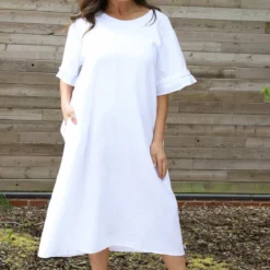 Fernanda Back Detail Linen Dress White -Kitandkaboodal Store IMG 3408 a1952b76 7dbd 4c0c a519 a68af1b0f2ce
