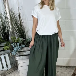 Ameera Wide Leg Trousers Khaki