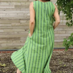 Enza Linen Sleeveless Stripe Dress Green -Kitandkaboodal Store IMG 3447 1491b2fb 8df5 45f0 8381 eb9d8902f0f7 scaled