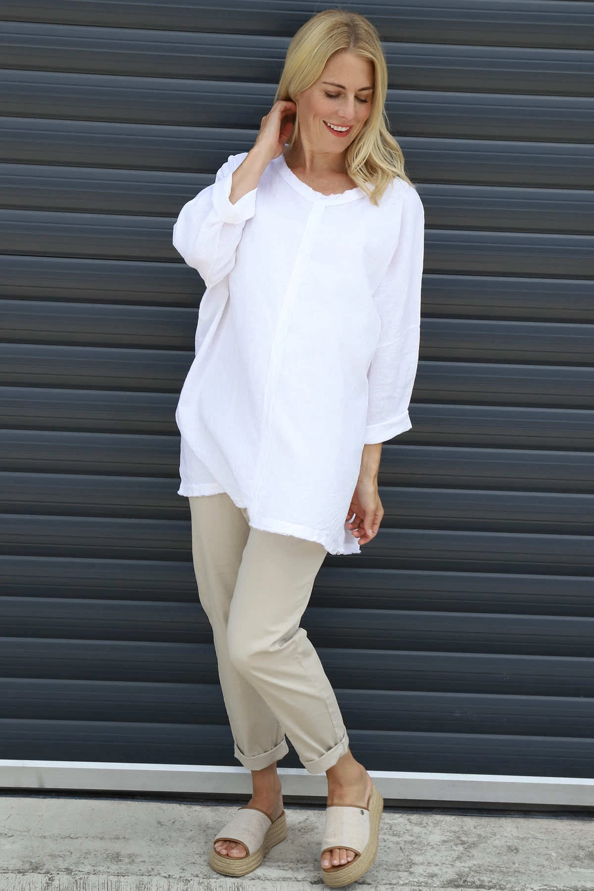 Melita Linen Top White 5 Melita Linen Top White - Image 3