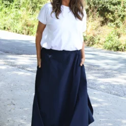Mathilde Cotton Skirt Navy
