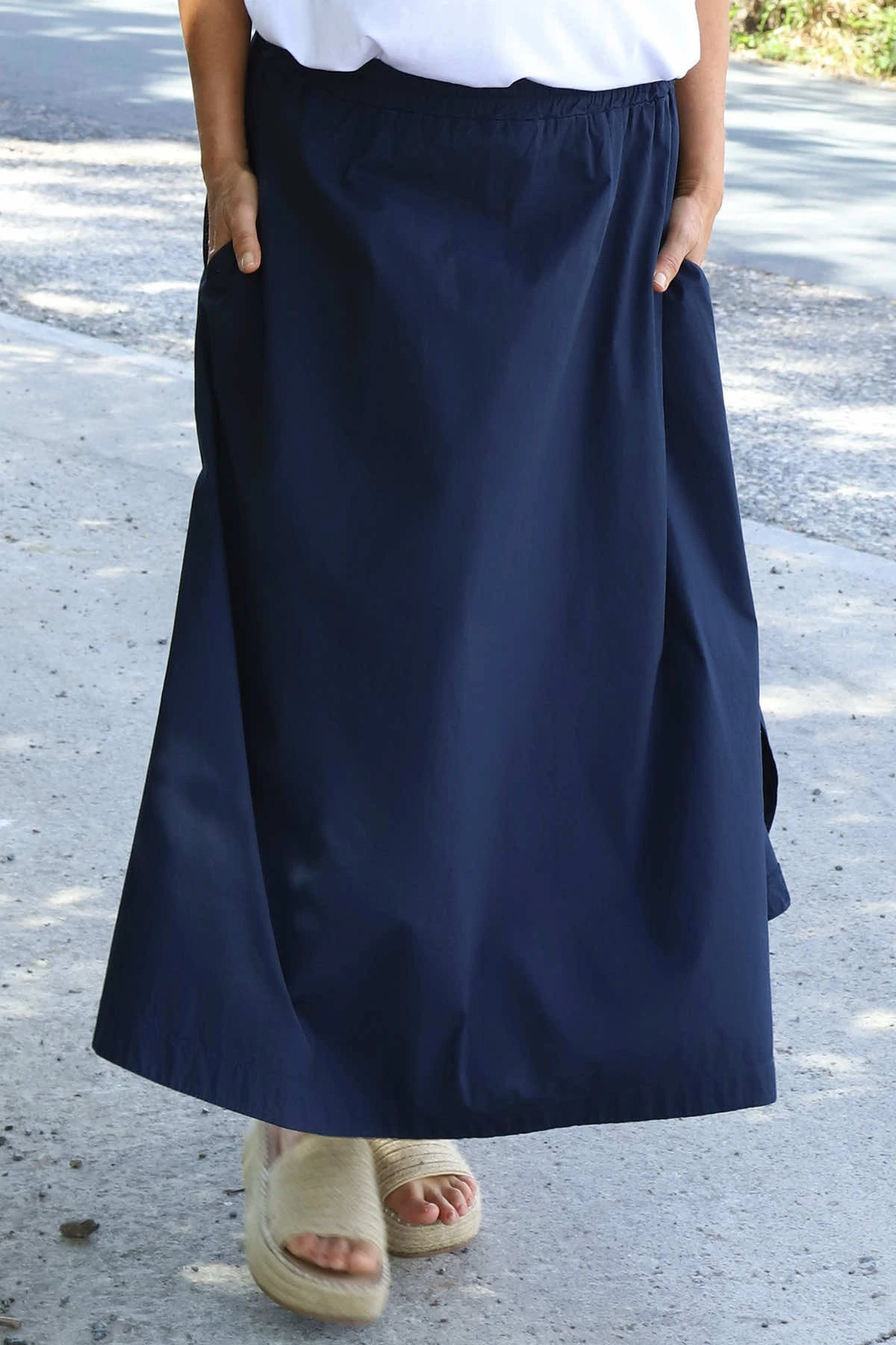 Mathilde Cotton Skirt Navy 5 Mathilde Cotton Skirt Navy - Image 3