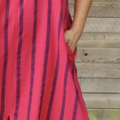Enza Linen Sleeveless Stripe Dress Fuchsia -Kitandkaboodal Store IMG 3508 f9aa4897 ec42 46e5 b14c 74438052d770