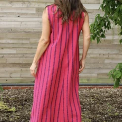 Enza Linen Sleeveless Stripe Dress Fuchsia -Kitandkaboodal Store IMG 3511 74693e34 88bf 44a4 a228 621d4607cc40 scaled