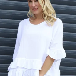 Allena Frill Top White -Kitandkaboodal Store IMG 3521 57531d1d d2cc 4df8 bdfc 6b60a8b1186a