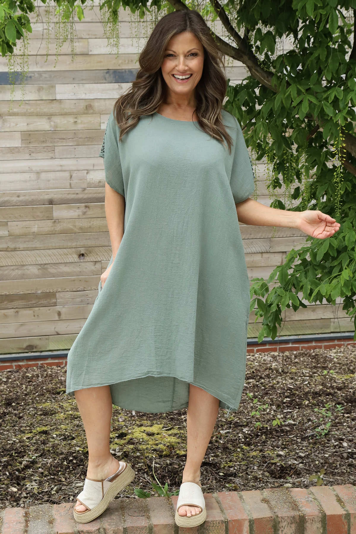 Armina Cotton Tunic Khaki 4 Armina Cotton Tunic Khaki - Image 2