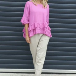 Allena Frill Top Fuchsia