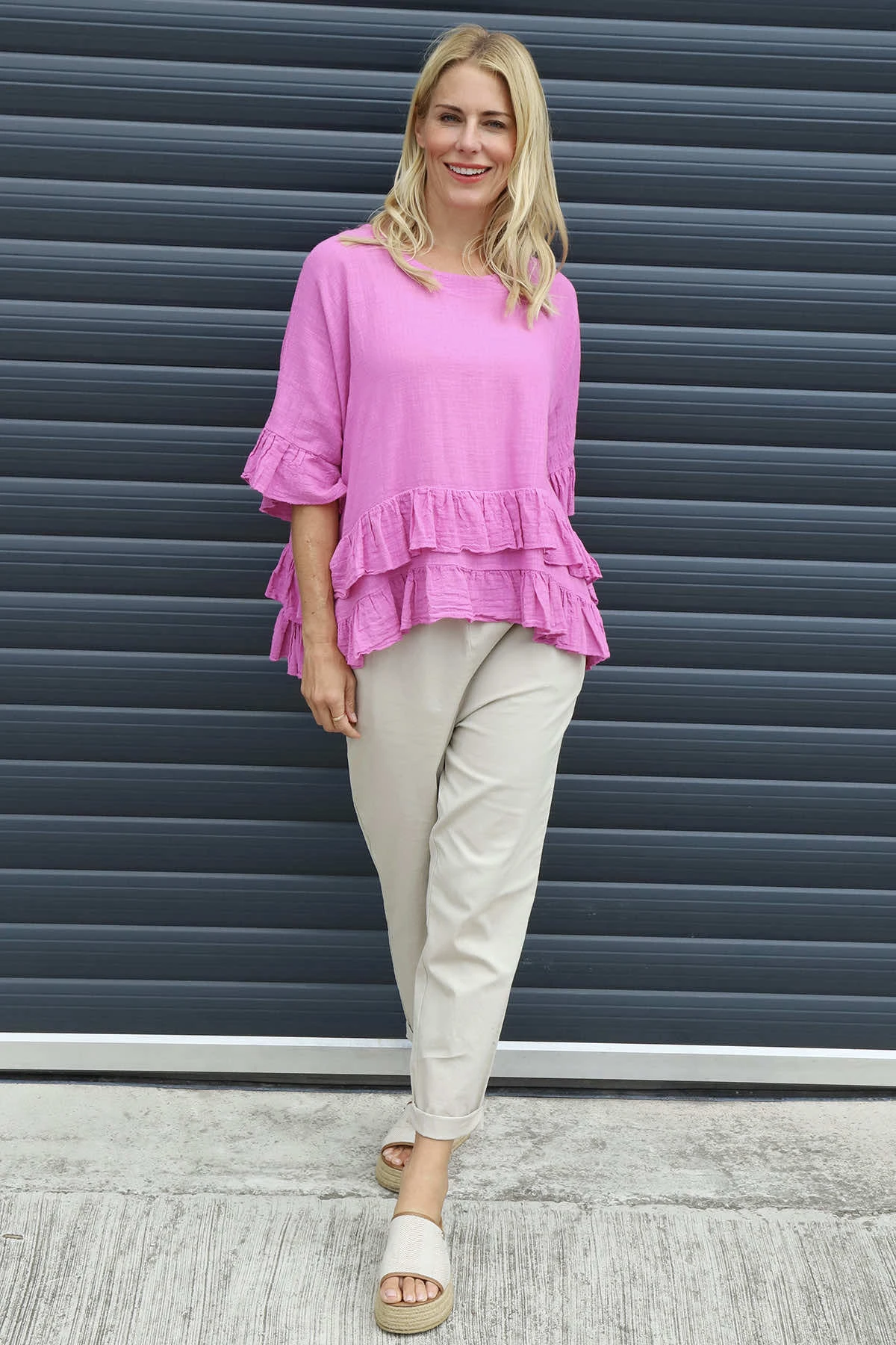 Allena Frill Top Fuchsia 3 Allena Frill Top Fuchsia