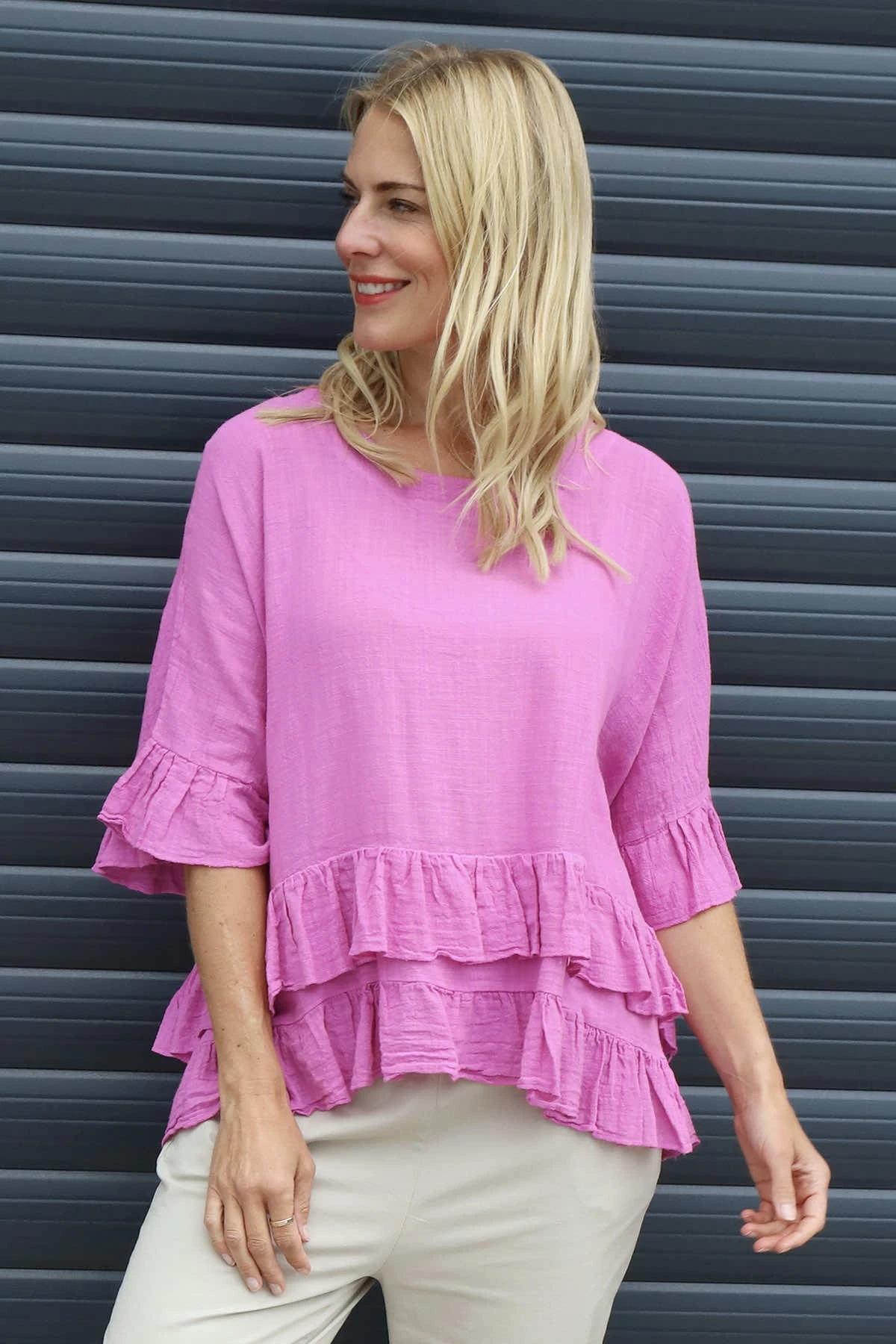 Allena Frill Top Fuchsia 4 Allena Frill Top Fuchsia - Image 2