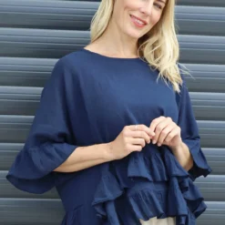 Allena Frill Top Navy